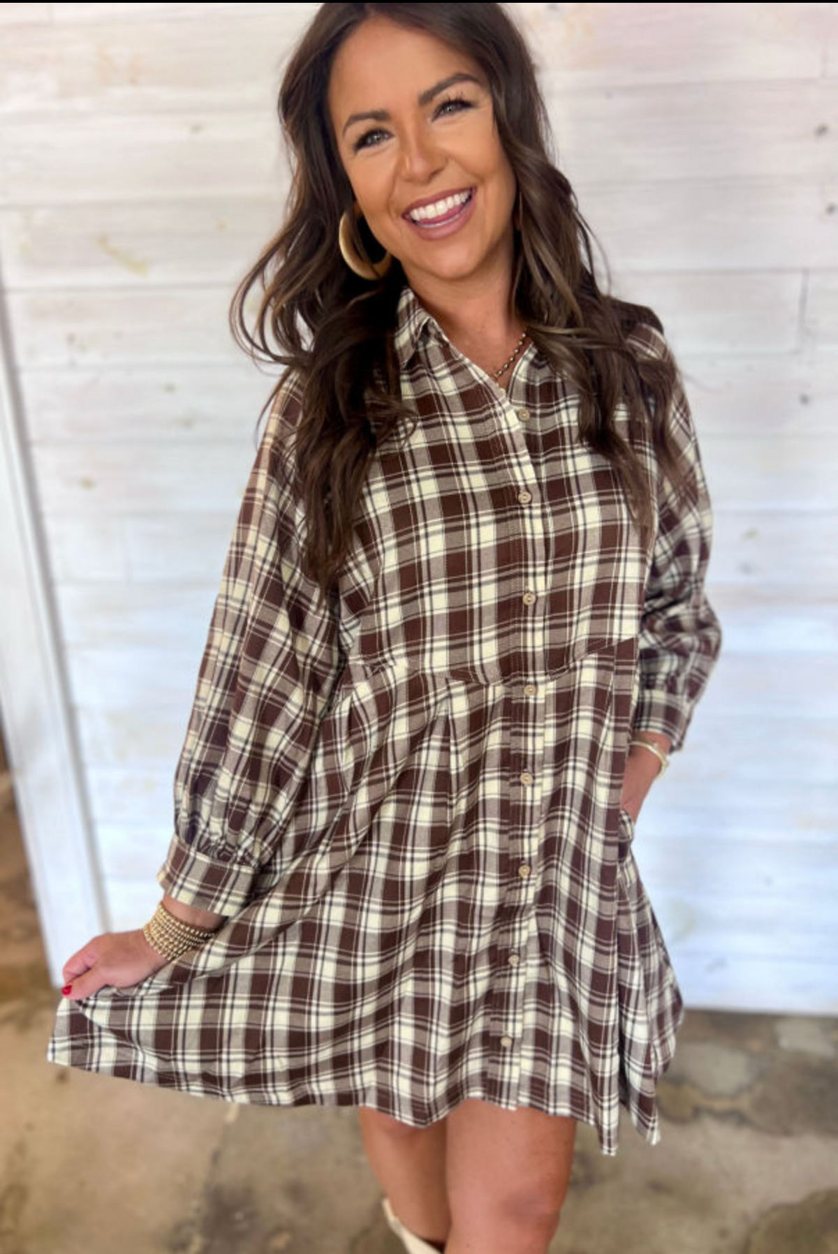 Harvest Honey Plaid Dress