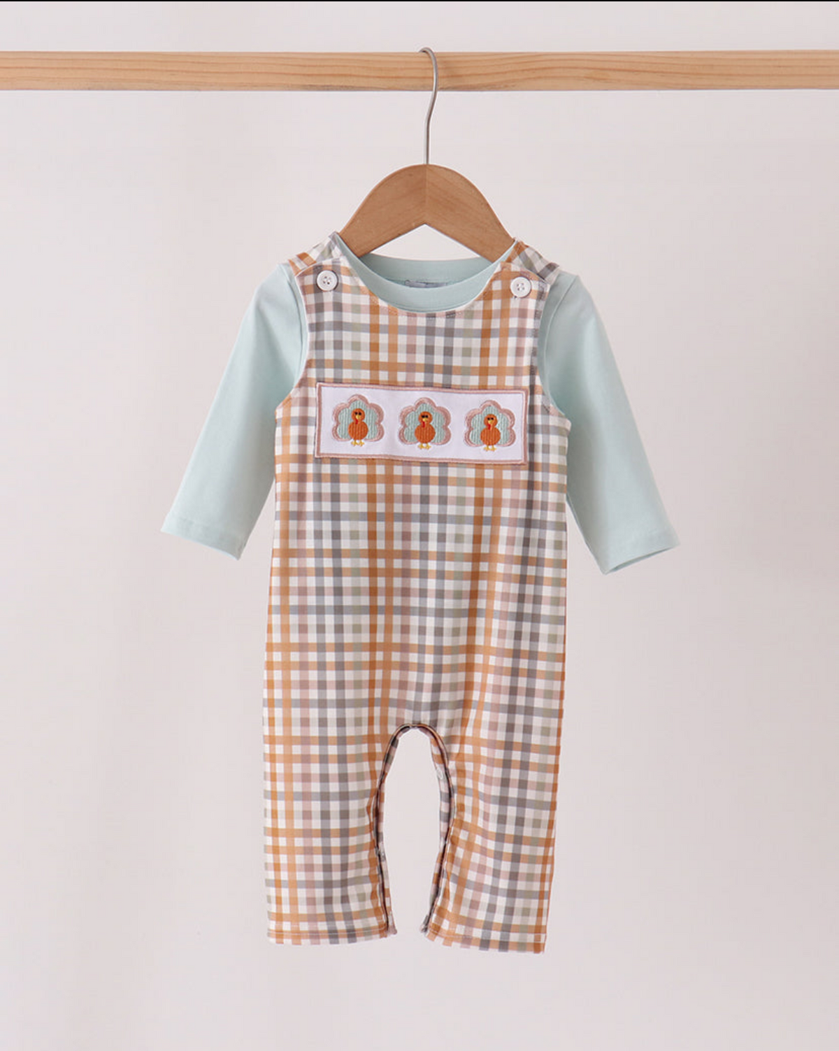Little Gobbler Plaid Overall Set (PRE-ORDER)